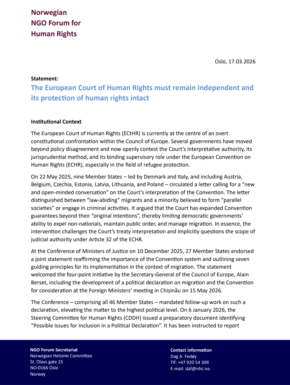 Skjermbilde av uttalelse